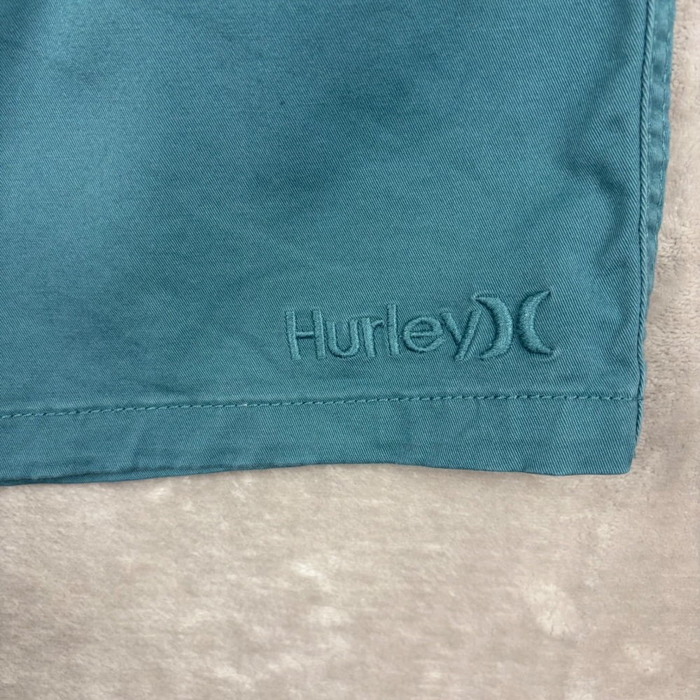 Hurley Chino Shorts Mens 38 Teal Blue Twill Cotton Blend Summer Casual Coastal - Picture 8 of 13